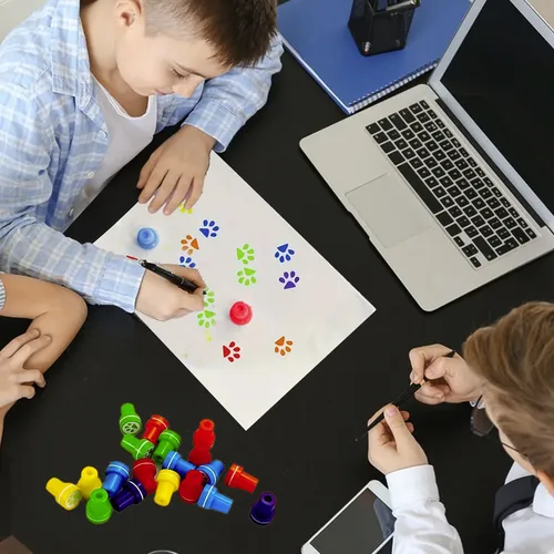 Set De 10 Sellos Navideños Para Niños - Estampadores Con Motivos De Navidad, Multicolor Y Con Funda Protectora, Ideal Para Manualidades Y Premios Escolares