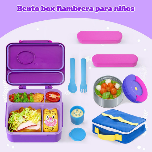 A Bento Box Para Niños, Azul, 4 Compartimentos, Aislado