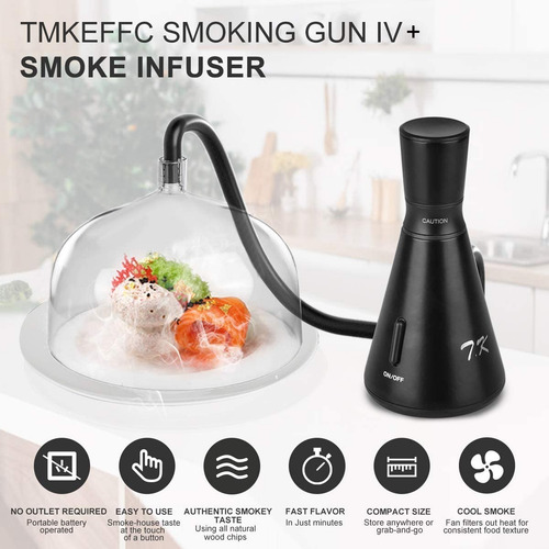 Imagen 5 de 7 de Set Pistola Ahumar Alimentos Infusor Humo Comida Bebida Tmke