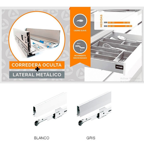 Set Corredera Lateral Cajón C/suave Dluxe | 400mm | Ducasse