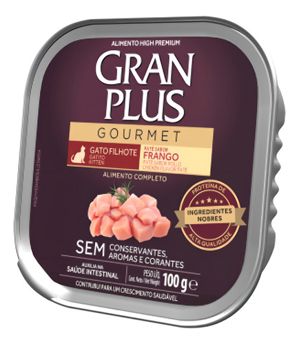 Patê Gran Plus Gatos Filhotes Frango 100g