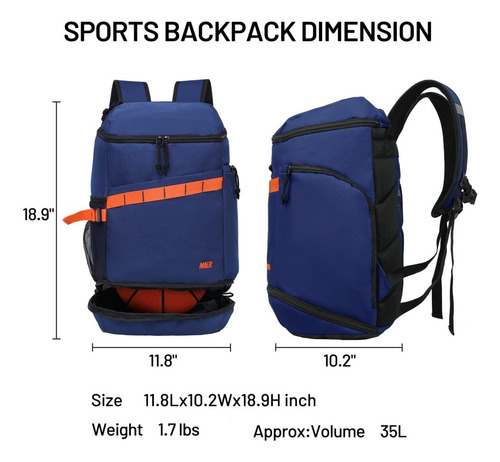 Mier Mochila De Baloncesto Con Compartimento Para Zapatos/pe