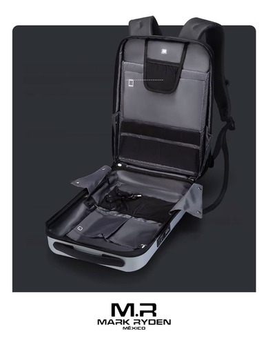 Mochila Mark Ryden Mr7917 | Tapa Dura, Usb-c, Antirrobo, Repelente Al Agua, Porta Llaves, Compartimento Oculto, Apertura 180°