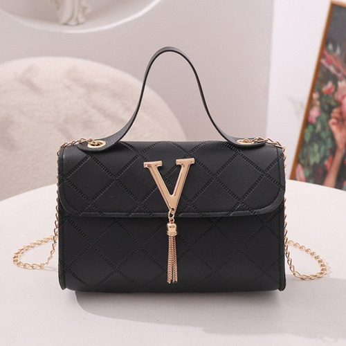 Bolso De Hombro Con Borlas En Forma De V Estampado A Cuadros