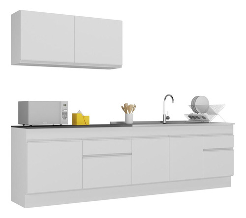 Armário De Cozinha Compacta 270cm Veneza Multimóveis V2111 Cor Branco