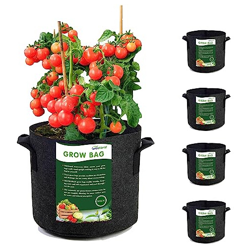 5pack 7 Gallon Grow Bags Fabric Smart Bag Pots Heavy Du...