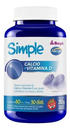 Suplemento Simple Calcio + Vitamina D X 60 Unidades