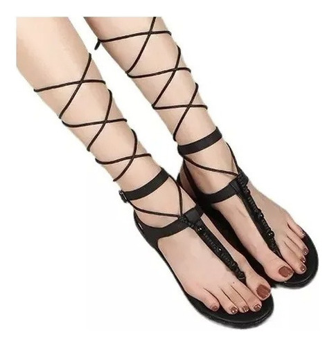 Sandalias Dama Planas De Romanas Con Cordones For Playa