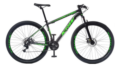 Mountain bike KRW X51 aro 29 19" 21v freios de disco mecânico cor preto/verde-fosco