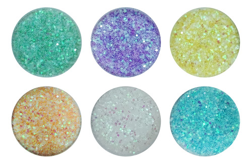Glitter Azúcar Y Hexágonos Iridiscentes Pastel - Kit X6