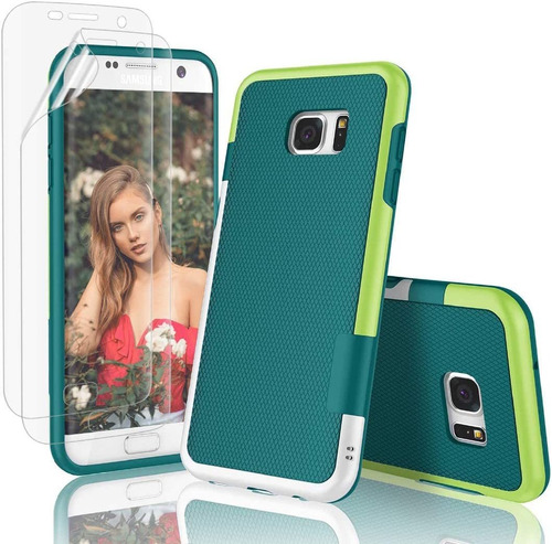 Funda Para Samsung Galaxy S7 Edge - Verde + Protectores