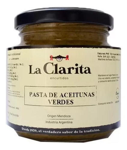 Pasta De Aceitunas Verde Con Roquefort - La Clarita -x190g -