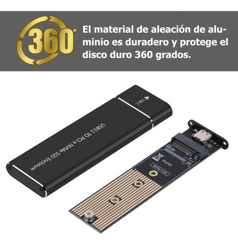 Case Gabinete Disco Duro Ssd 10gbps M.2 Nvme Tipo C Usb