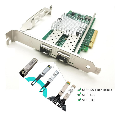 Placa De Rede Intel X520-da2 Dual 10gb + Cabo Dac 10g 3,0m