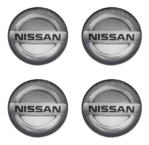 Kit Emblema Nissan Botom Calota Roda Resinado 48 Mm 4peças