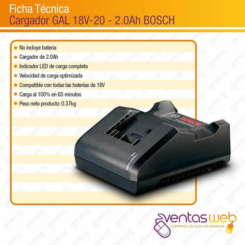 Imagen 4 de 5 de Cargador Para Baterias De 18v Litio Bosch Professional