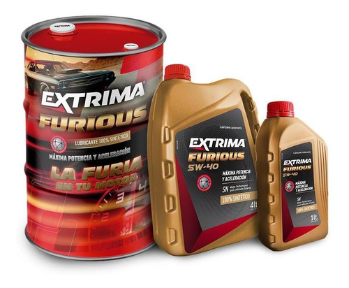 Imagen 3 de 4 de Lubricante 100% Sintético Extrima Furious 5w40 1lt.