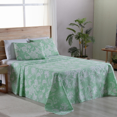 Jogo De Lençol 4 Peças Percal 180 Fios Home Style Casal Cor Verde Jade