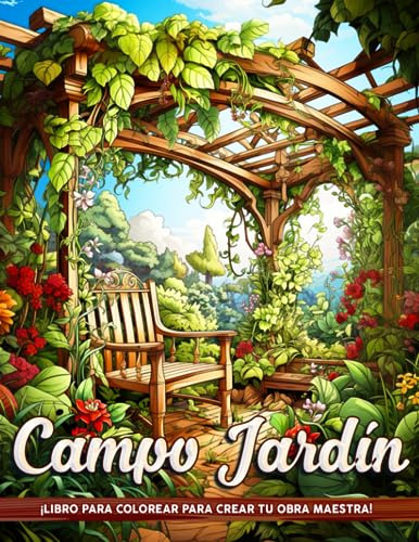 Libro De Colorear Campo Jardín: Libro De Colorear De Paisaje