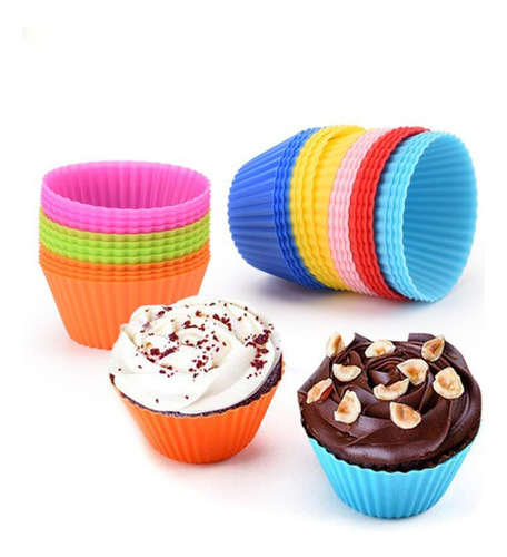 Molde Muffins Silicona Individua Goma Cupcakes  X12 Unidades Color Surtidos