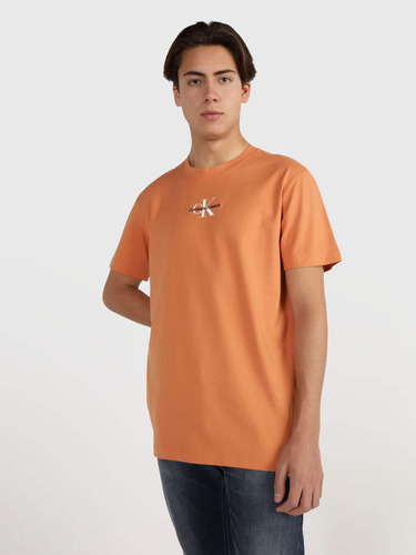 Playera Naranja Monograma Estampado Calvin Klein De Hombre