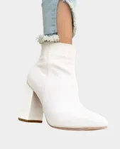 Comprar Zapatos Mujer Botines Blanco Botas Con Taco Casual