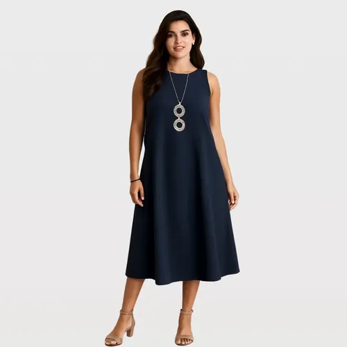 Vestido Soltinho Midi Rodado Confortável Elegante Plus Size - Miniatura 2