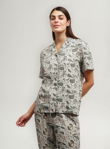 Pijama Dreamy Tigres Y Hojas Verde