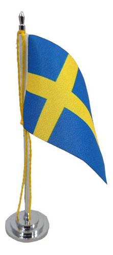 Mini Bandeira De Mesa Da Suécia 15 Cm Poliéster