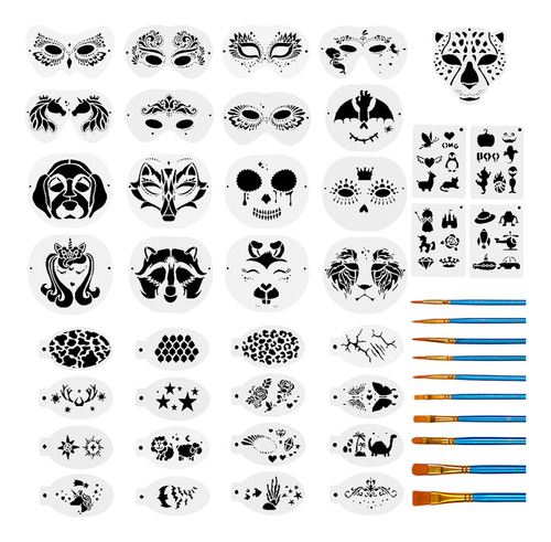 Kit De Plantillas Faciales De 47 Piezas, 17 Plantillas De Pi