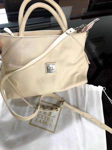 Cartera De Cuero Beige Xl