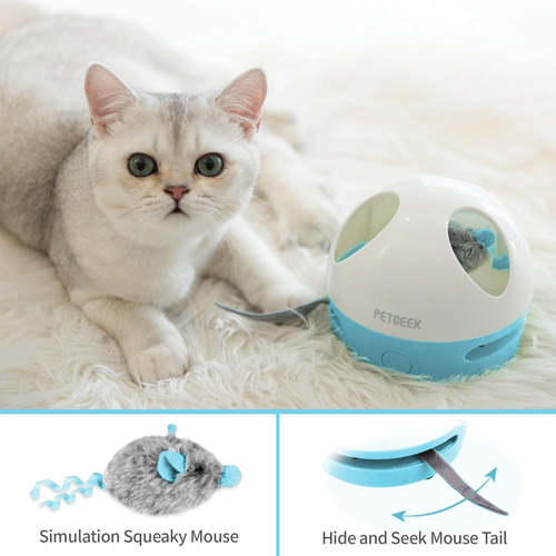 Interactive Cat Toy, Cat Toys With Squeaky Mouse & Rechargea