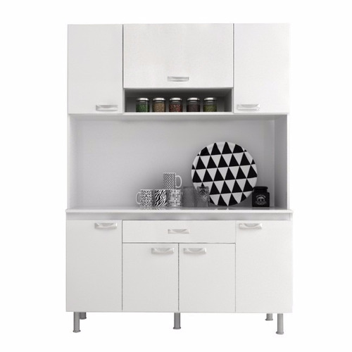 Mueble Cocina Alacena Cristalero 7 Puertas Sensacion