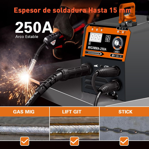 Soldadora Inversora Portatil Mma/mig/tig 3 En 1 Inverter