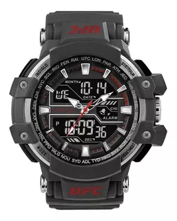 Reloj Timex Ufc Combat Modelo: Tw5m51900 Color De La Correa Gris Color Del Fondo Negro