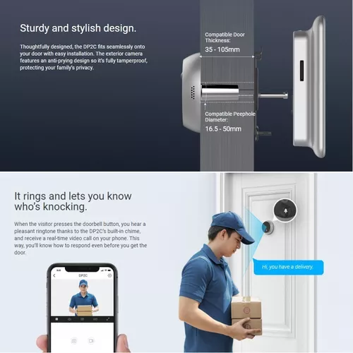 Portero Visor Wifi Mirilla Ezviz Dp2c Full Hd Graba Sd Audio