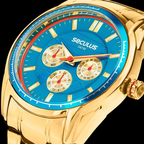 Relógio Feminino Seculus Multifunção Dourado 20557lpsvds2