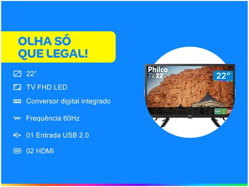 Tv 22 Philco Fhd Caminhão Carreta Trailer 12v Barco Lancha