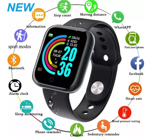 Reloj Inteligente Y68 D20 Ritmo Card aco Deportivo Bluetooth