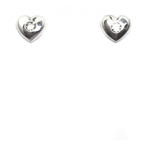 Aros Corazón Circón Blanco Plata Fina 925