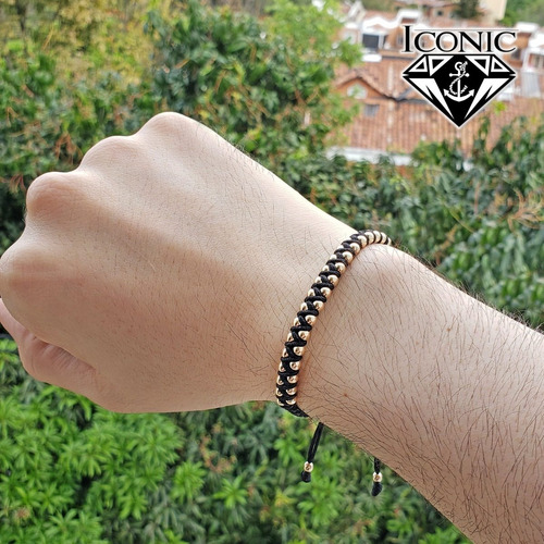 Pulsera Tejido Macrame Y Oro Laminado 18k Iconic Store