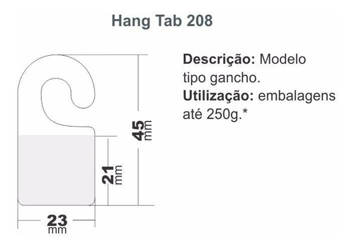Hang Tab - Gancho Adesivado - Abertura Lateral 1000 Unidades