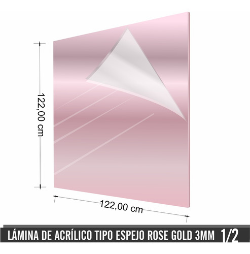 1/2 Lamina Acrílica Espejo Rose Gold 1.22 Cm X 1.22 Cm