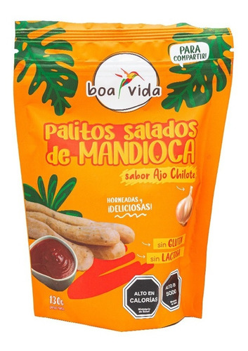 Snack Palitos Salados De Mandioca Grandes Sabor Ajo Chilote