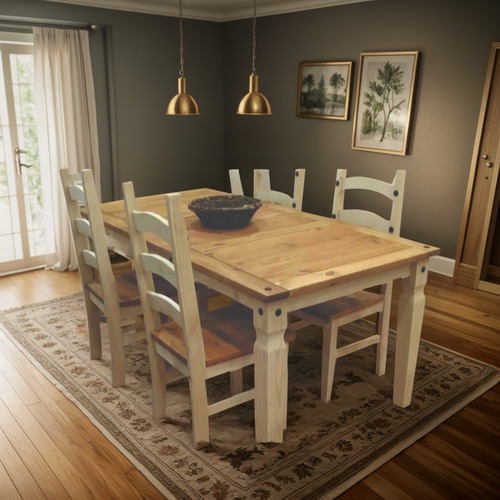 Mesa De Comedor,madera Pino,modelo Victoria