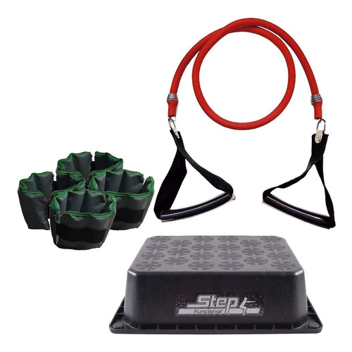 Imagen 1 de 4 de Kit Sport Maniac Step + Banda Elástica + Tobilleras 2kg