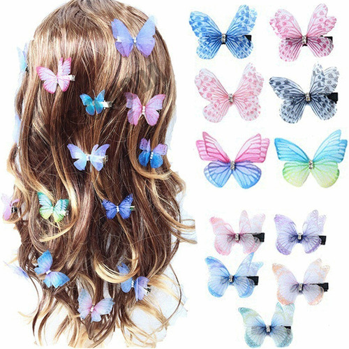 12 Colores Mezcla Mariposa Pasador Moños Para Niñas Moda 3d