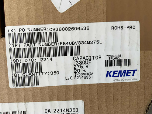Kemet Capacitor Poliester 330uf - 275v (Usado)