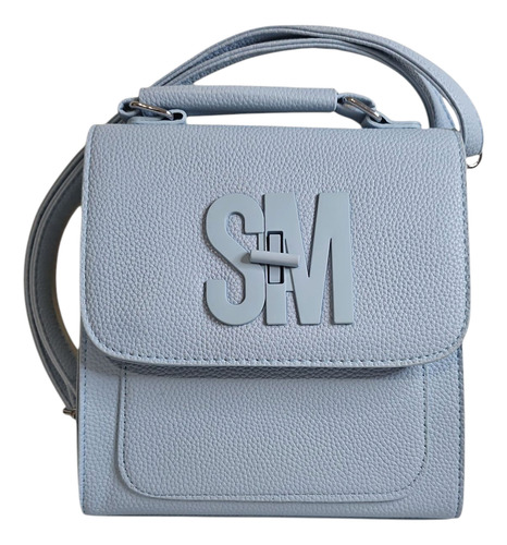 Bolsa De Dama Sm; 2 En 1 Crossbody Y Mochila. Azul Claro Lisa Níquel Azul Claro