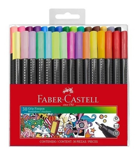 Micropunta Grip Fine Estuche X 30 Colores Faber Castell